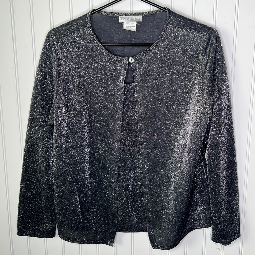 Dark Gray Sparkles Evening Top Size Medium
